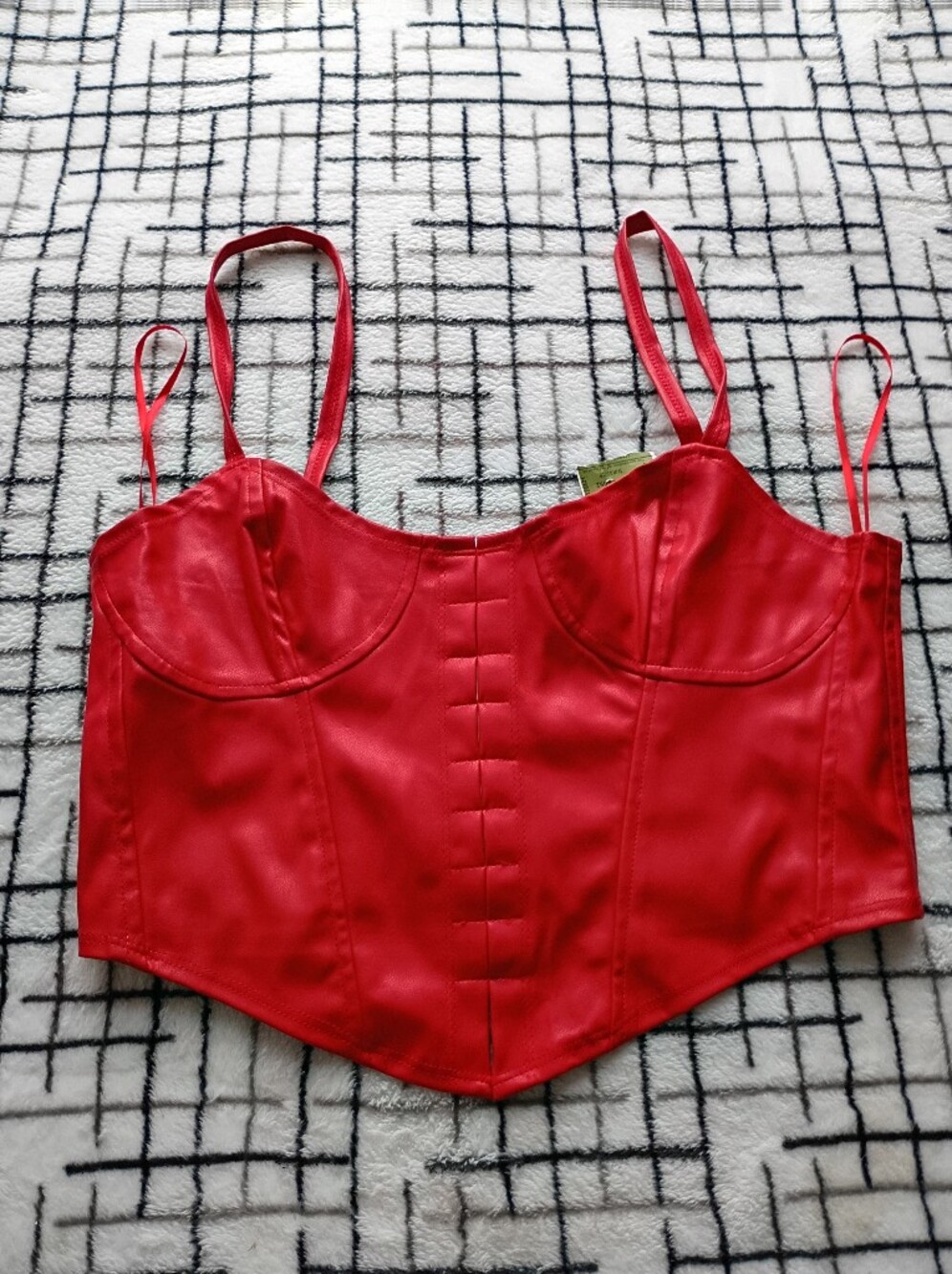 Vivid Size Medium Red Faux Leather Bustier Crop Top NEW WITH TAGS
